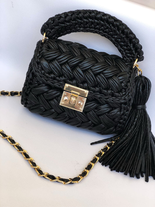 Metallic Black Evening Handbag