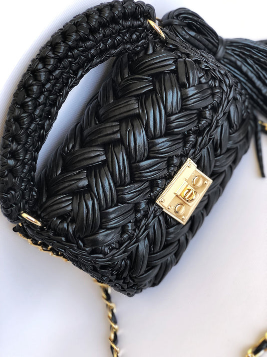 Metallic Black Evening Handbag