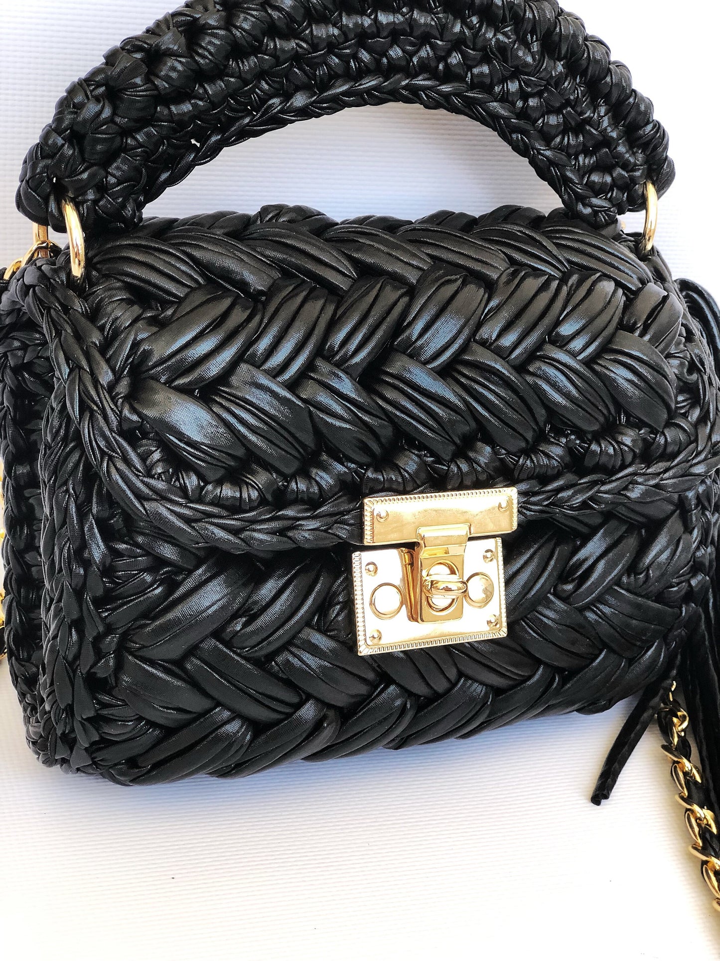 Metallic Black Evening Handbag