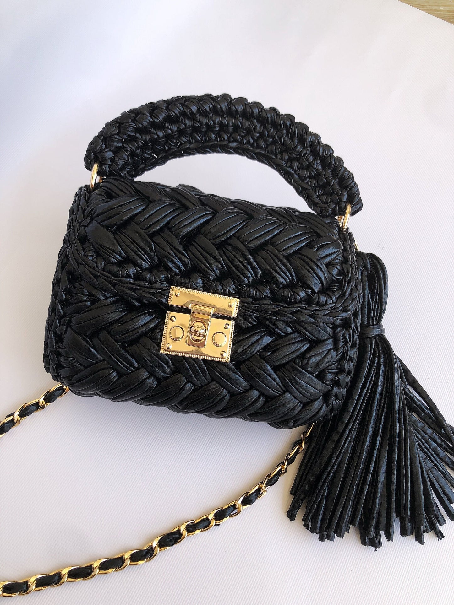 Metallic Black Evening Handbag