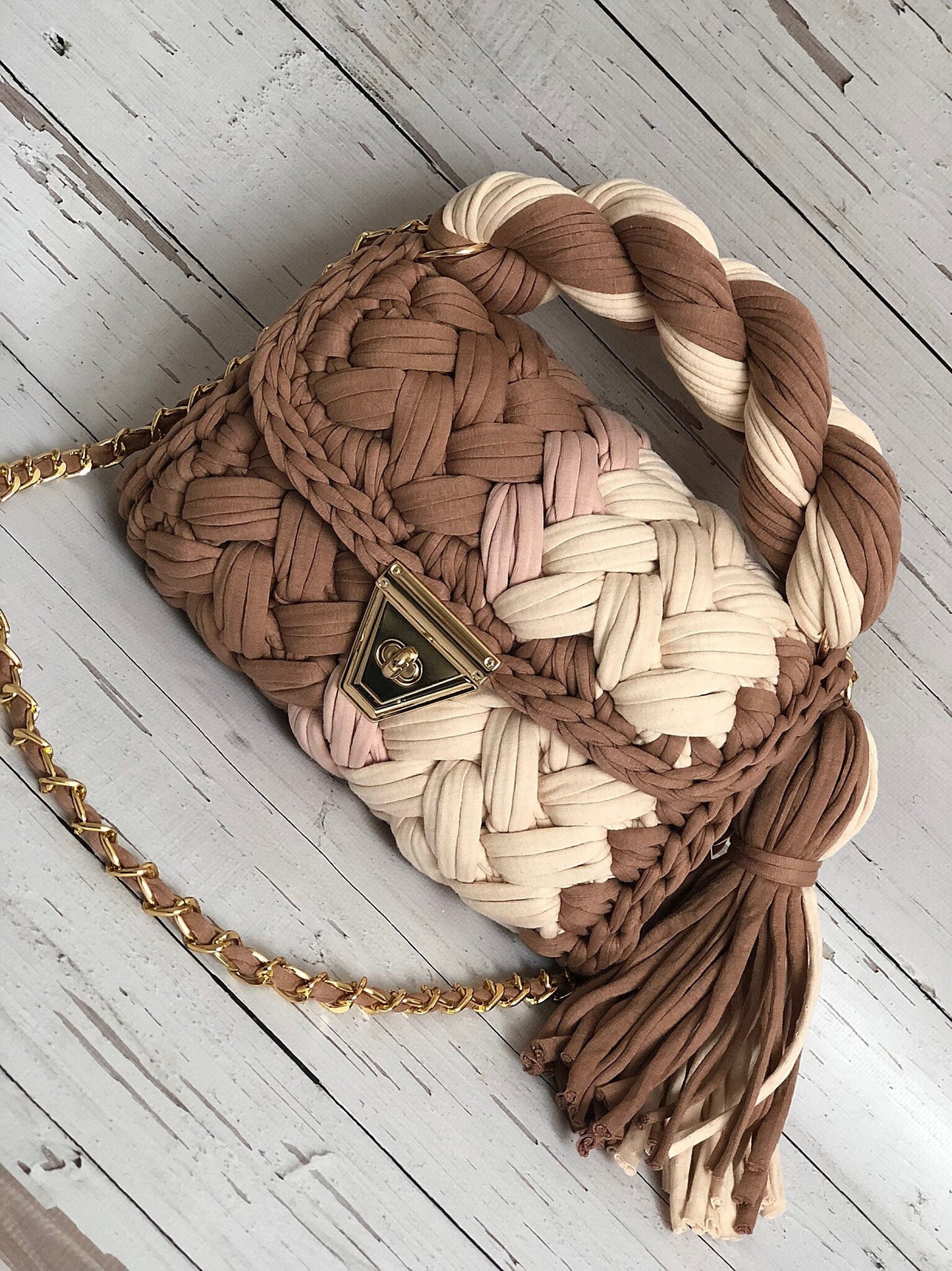 Mocha Swirl Braided Tote