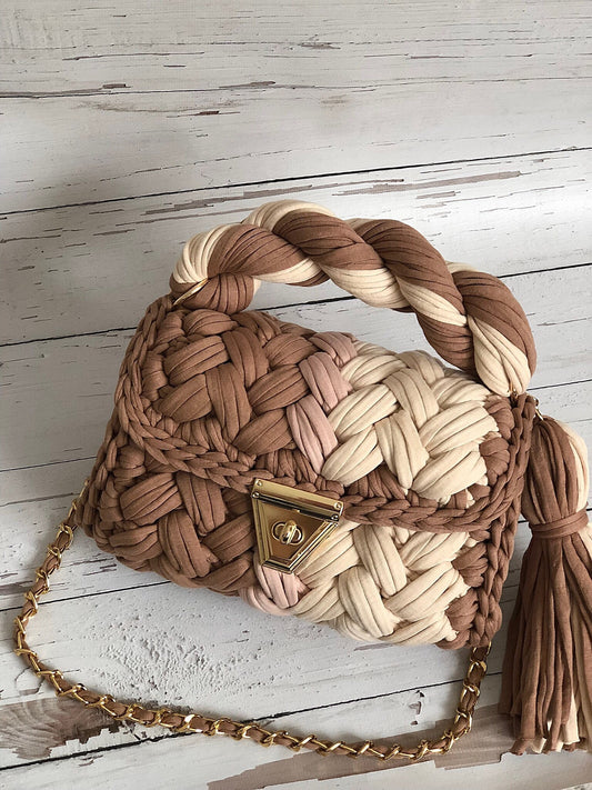 Mocha Swirl Braided Tote
