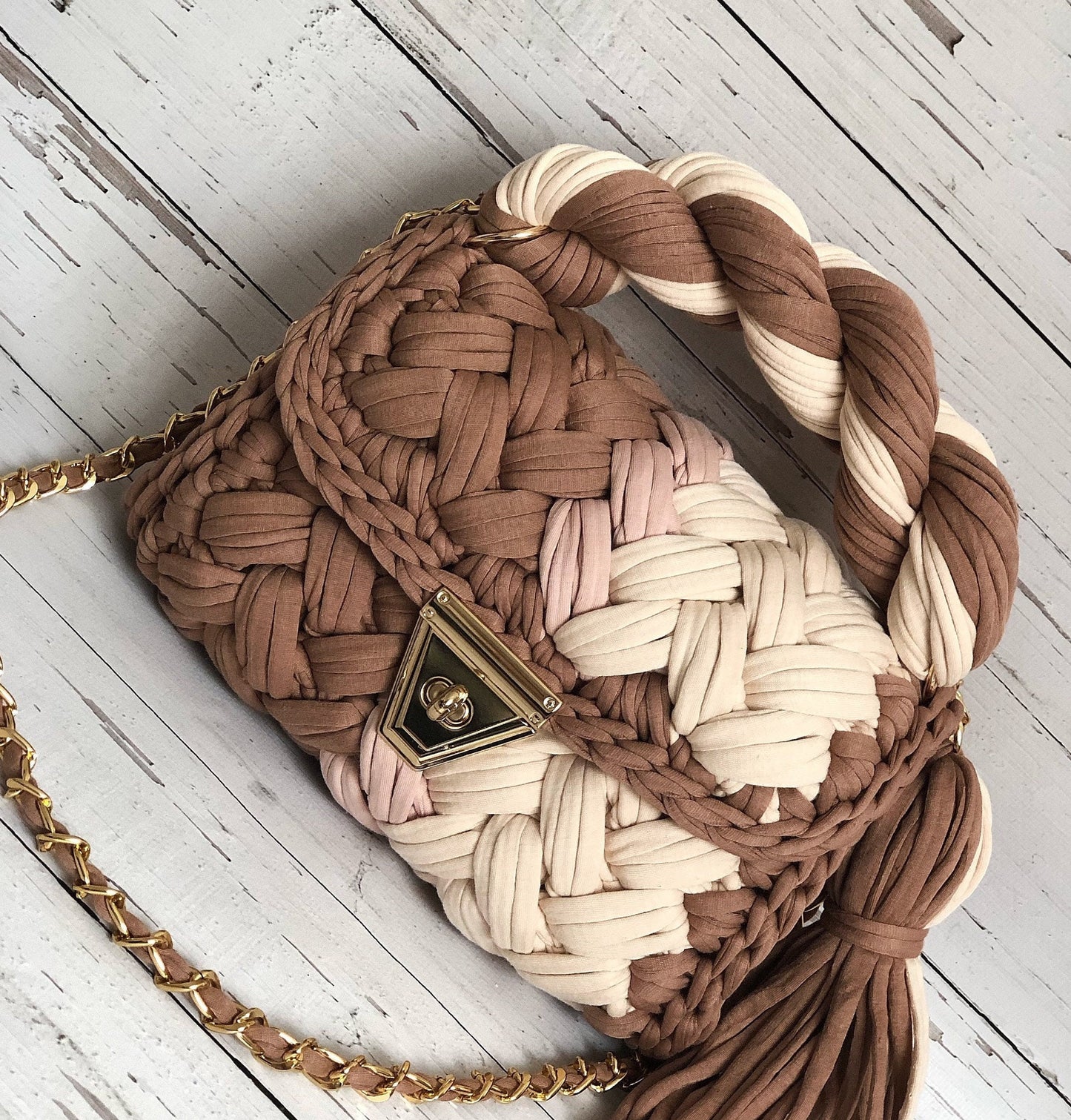Mocha Swirl Braided Tote