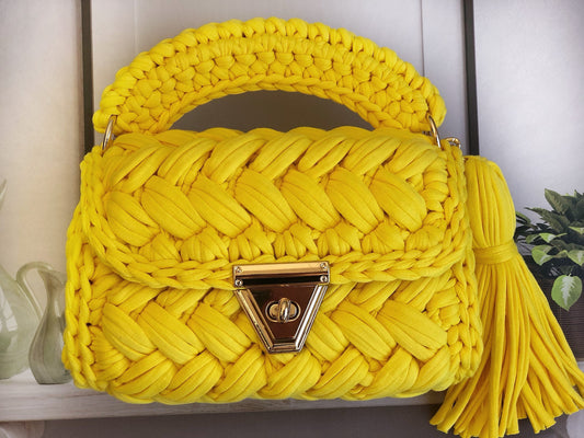 Sunny Yellow Woven Handbag
