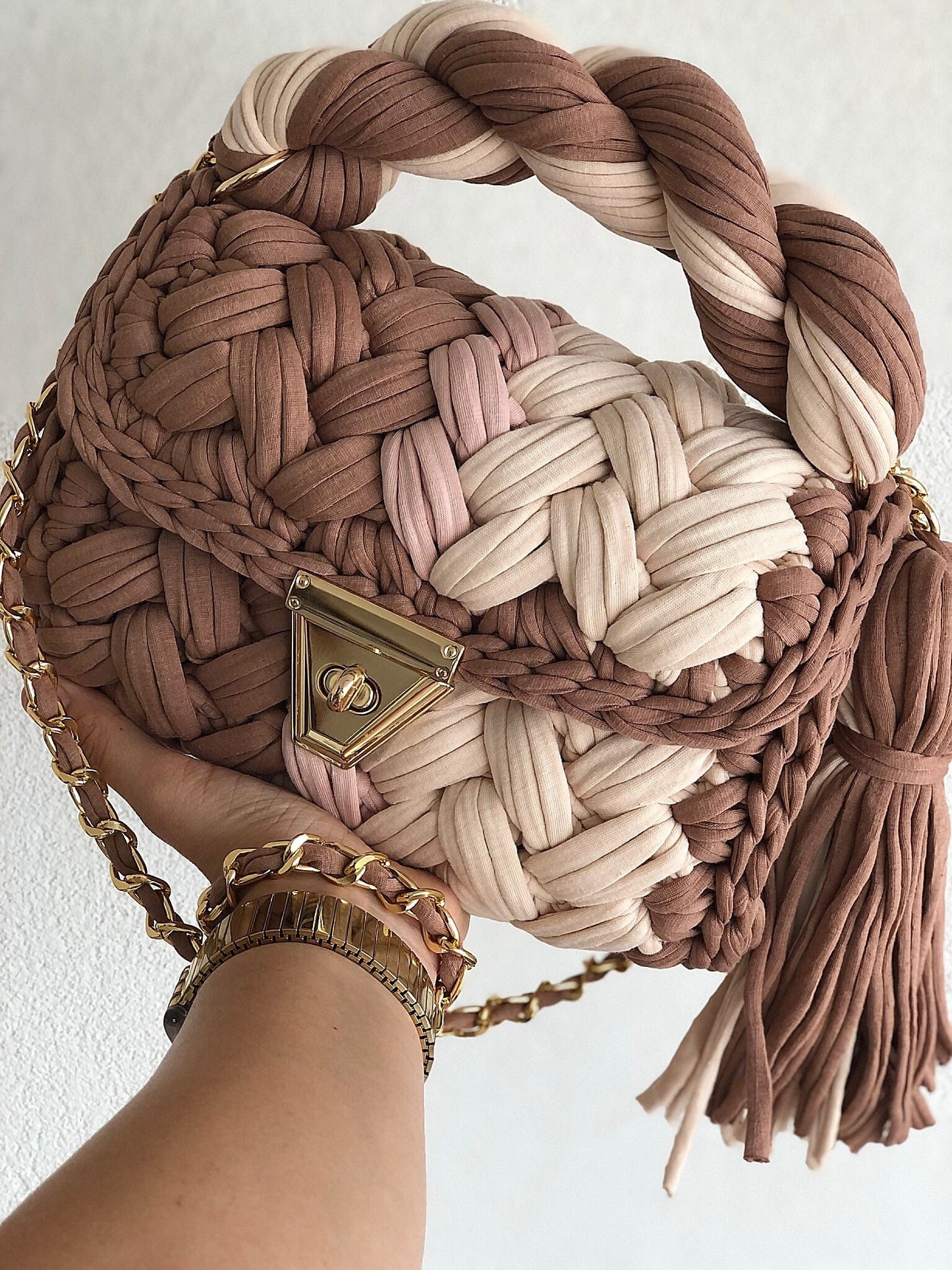 Mocha Swirl Braided Tote