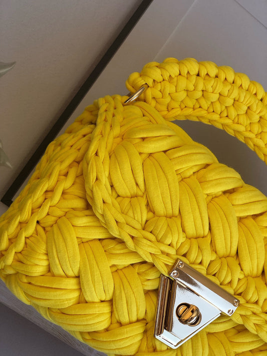 Sunny Yellow Woven Handbag