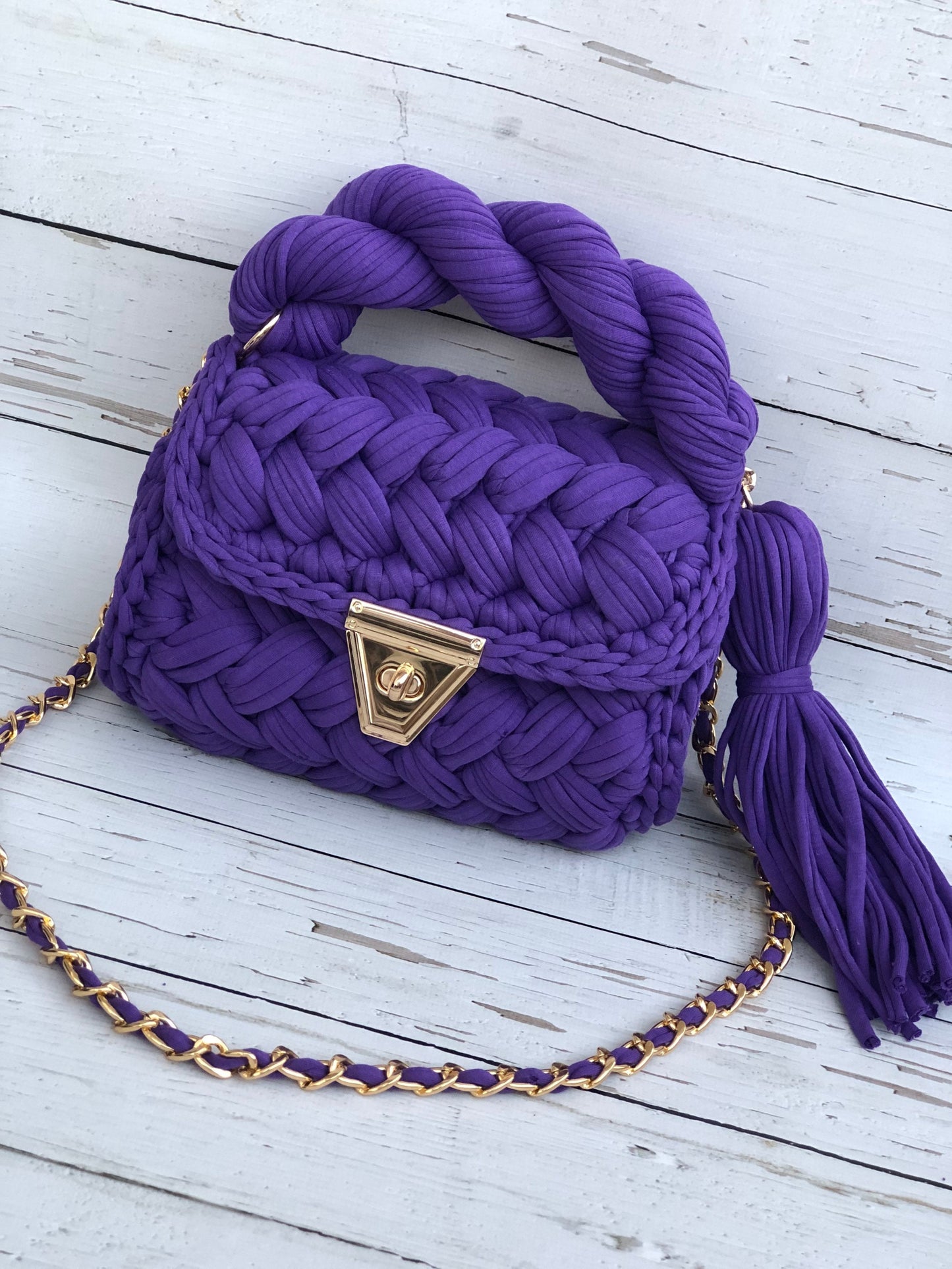Regal Purple Woven Handbag