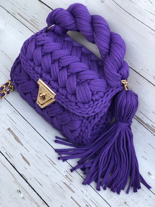 Regal Purple Woven Handbag