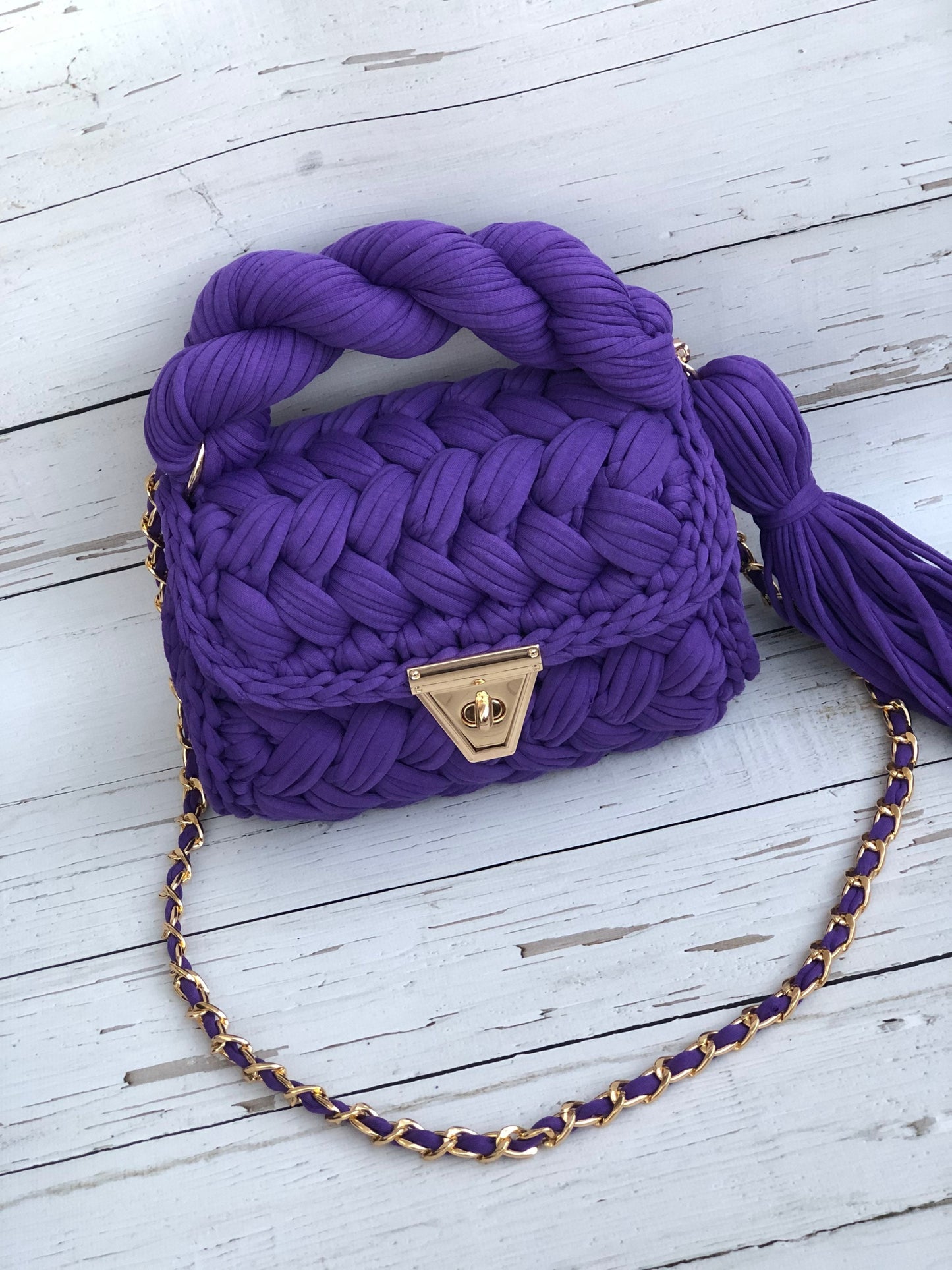 Regal Purple Woven Handbag