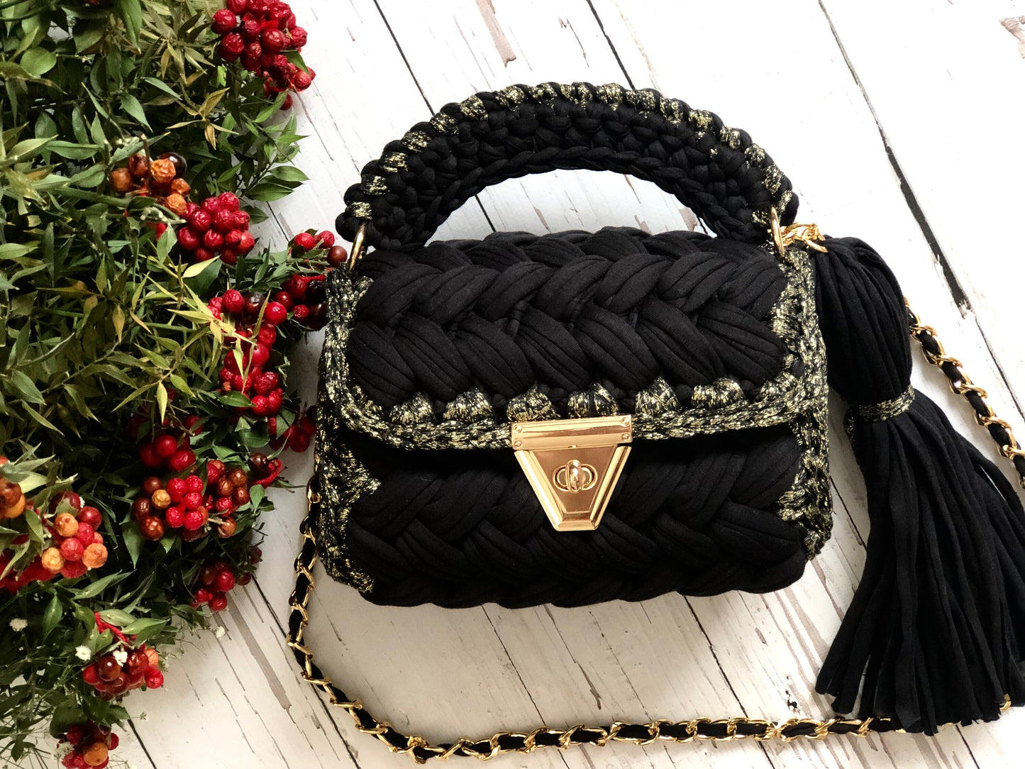 Silvery Black Luxury Handbag