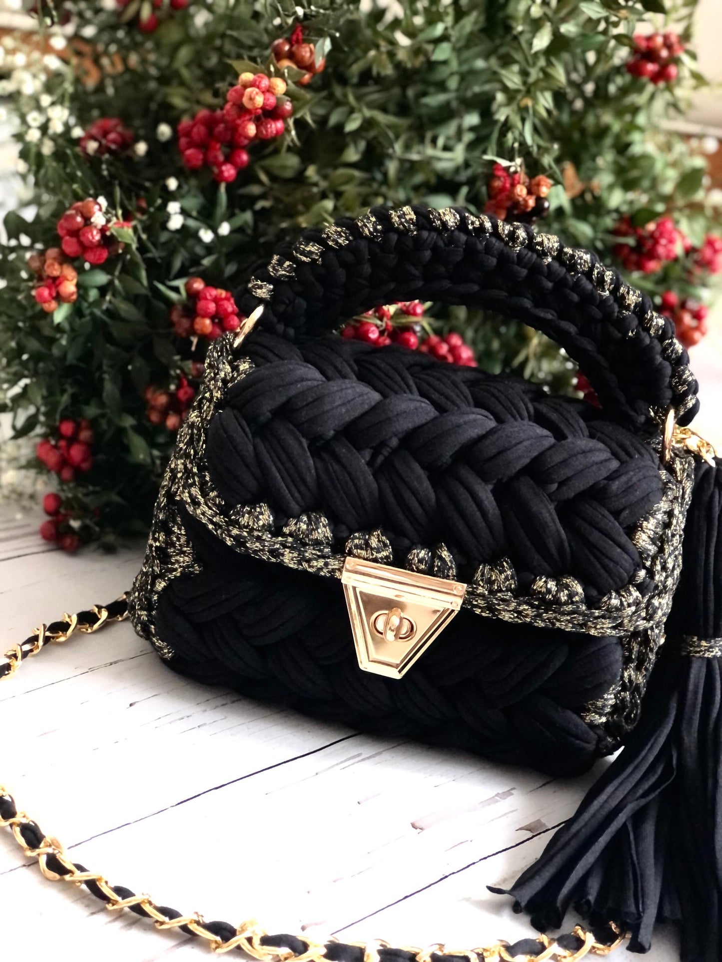 Silvery Black Luxury Handbag