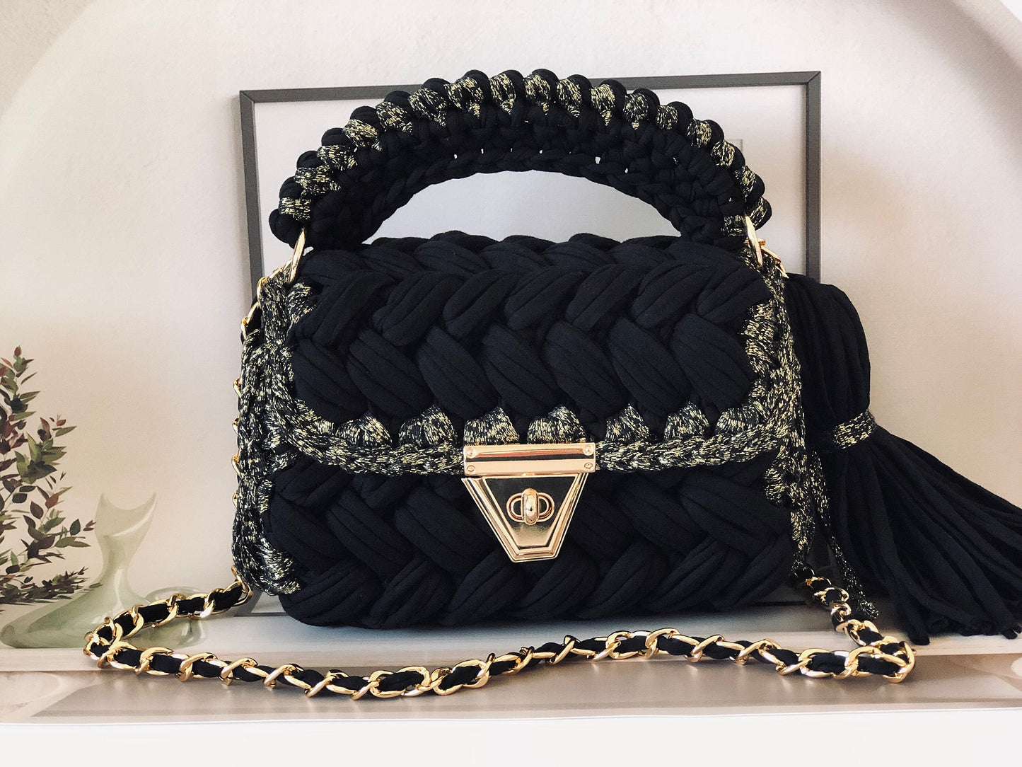 Silvery Black Luxury Handbag