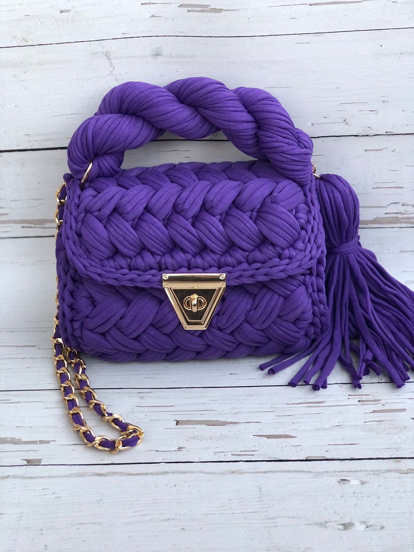 Regal Purple Woven Handbag