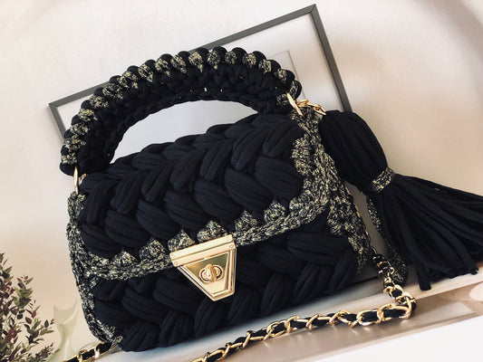 Silvery Black Luxury Handbag