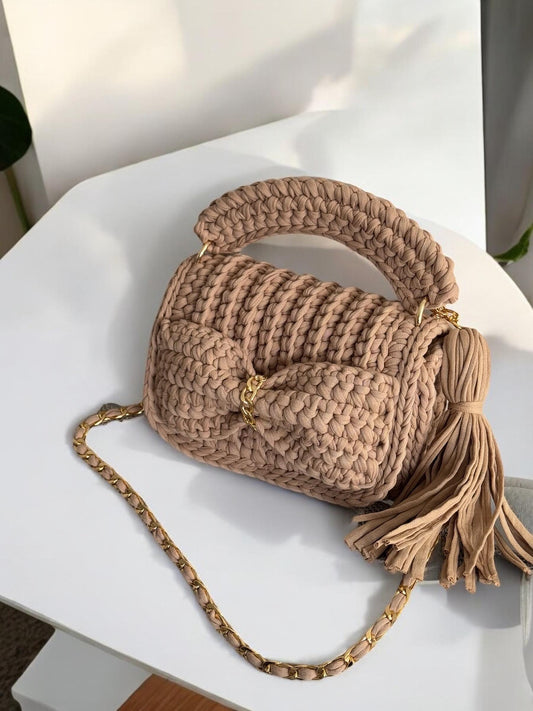 Milky Brown Handmade Crochet Bag