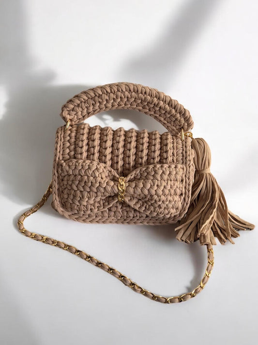 Milky Brown Handmade Crochet Bag