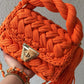Fiery Orange Woven Handbag