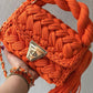 Fiery Orange Woven Handbag