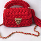 Crimson Woven Elegance Handbag